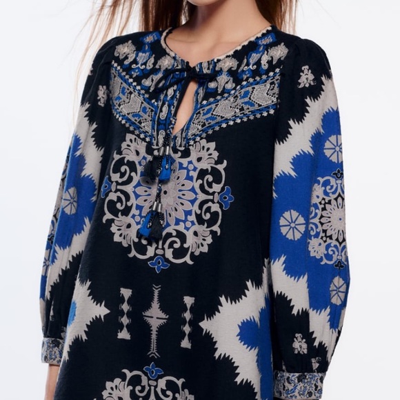 Zara embroidered printed dress - Picture 2 of 5